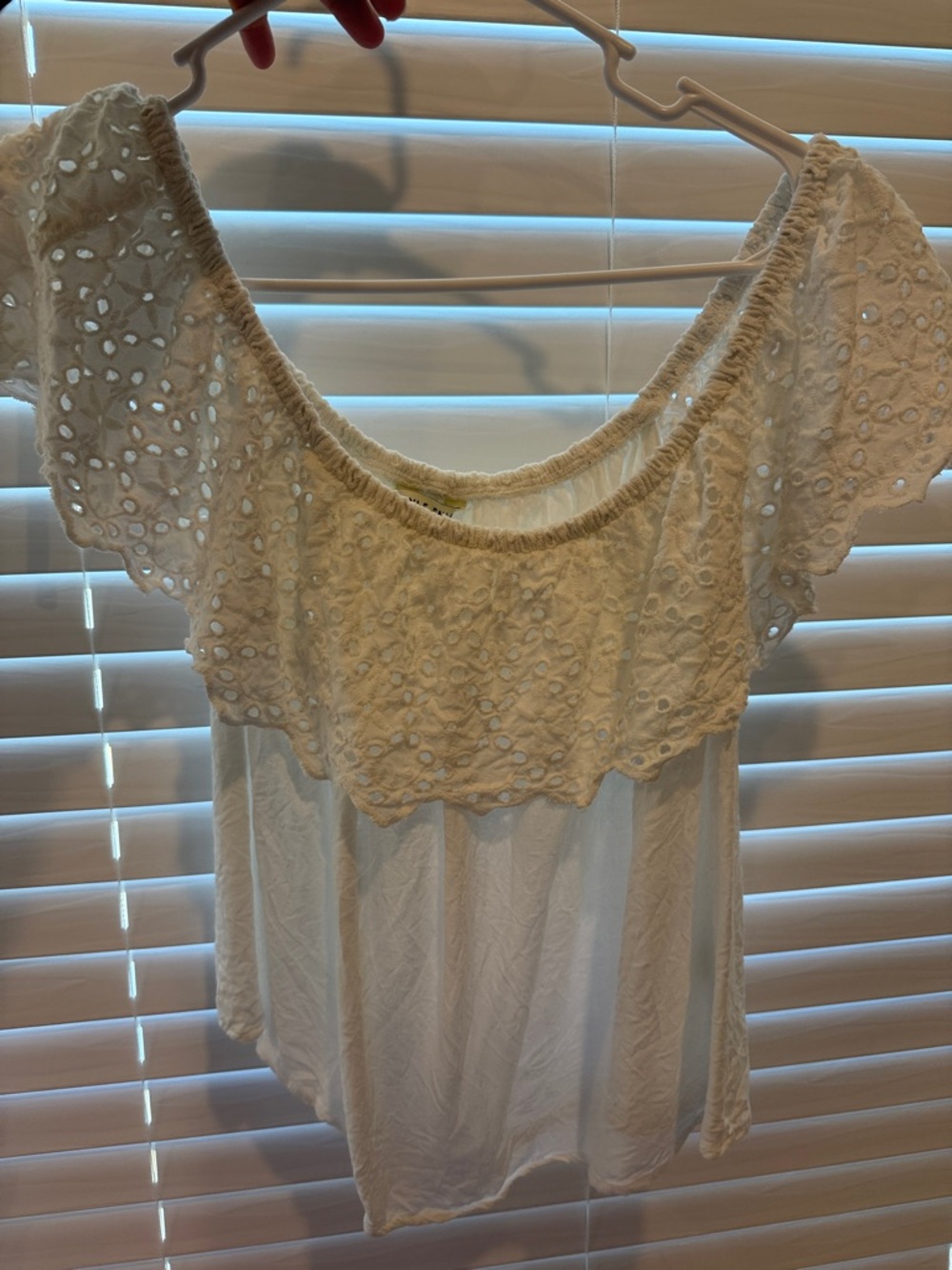White Eyelet Off-Shoulder Blouse - Picture 1 of 2